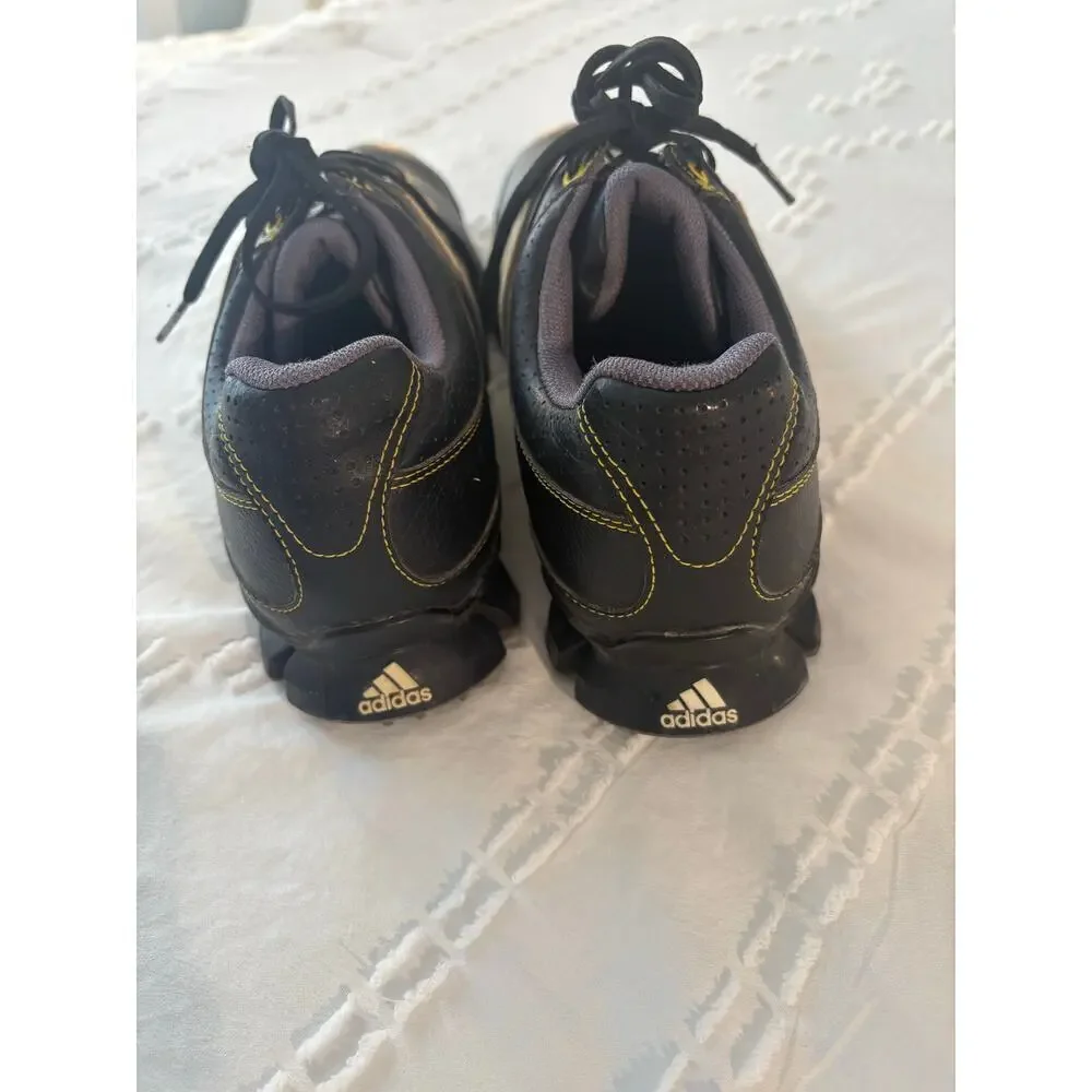 Adidas Tour360 Black Leather Spiked Golf Shoes Stability Comfort Traction 8.5